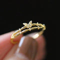 Gold Tone Double Band Butterfly Clear Stone Finger Ring 6-10 view 2