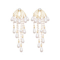 Pearl Chandelier Earrings in Gold and Silver Tones view 5