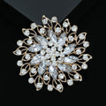 Marquise Crystal Flower Brooch Openwork Leaf Two Tones view 2
