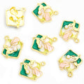 Pastel Square Floral Scene Metal Charms, 10 Designs view 6