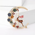 Floral Crescent Moon Reindeer Brooch in 1 Style Metal Pin view 6