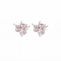 Pink Pearl Look Spider Novelty Silver Tone Stud Earrings view 5