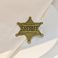 Antique Brass Six Point Star Sheriff Badge Brooch Pin view 2
