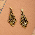 Long Floral Teardrop Openwork Metal Charm Pendants view 4