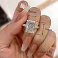 Oversized Rectangular Solitaire Double Pave Band Ring In Silver Tone view 4