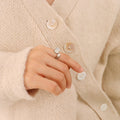 Gold And Steel Open Rings Rectangular White Shell Inlay view 7
