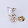 Pearl-look Cat Brooch In 2 Color Variants For Jackets and Scarves view 6