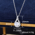 Silver Teardrop Open Halo Clear CZ Pendant Necklace view 5
