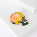Multicolor Enamel Side Profile Skull Brooch in Gold Tone view 2
