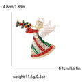 Gold Tone Christmas Angel Enamel Rhinestone Brooch view 5