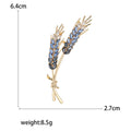 Gold Twin Wheat Ear Brooch Marquise Crystal Grain Pin view 7