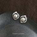 Silver-Tone Brushed Geometric Frame Pearl Stud Earrings view 4