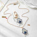 Blue Evil Eye Hamsa Keychains and Pendant Necklaces in Gold or Silver Tone view 4