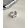 Silver-Tone Open Adjustable Liquid Metal Band Ring view 3