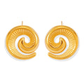 Spiral Swirl Stud Earrings Ribbed Texture Gold Steel Metal view 5