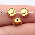 Geometric Coin Pattern Flat Beads in Silver and Gold view 3