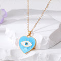 Gold Tone Heart Enamel Lash Evil Eye Pendant Necklaces view 3