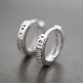 Gold White Tone Roman Numeral Cutout Huggie Hoop Earrings view 3