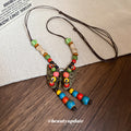Colorful Bead Bronze Butterfly Pendant Cord Necklace view 2