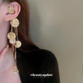 Gold Tone Textured Disc Cascade Single Ear Cuff Statement Jewelry view 3