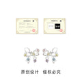Silver Tone Open Bow And Pastel Color Teardrop Stud Earrings view 3