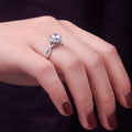Silver Tone Round Crystal Three Stone Ring with Polished Finish view 3