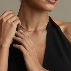 Gold Steel Twisted Sparkle Chain Necklace And Bracelet Set