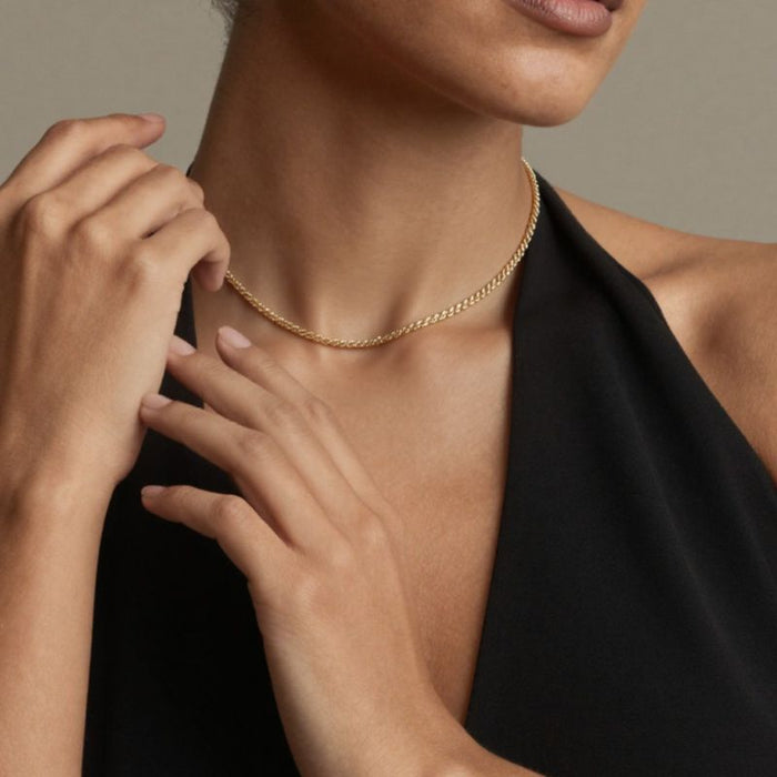 Gold Steel Twisted Sparkle Chain Necklace And Bracelet Set