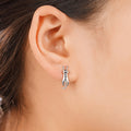 Silver Tone Stretching Cat Stud Earrings Polished Metal view 3