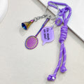 Braided Cord Keychain With Acrylic Chain And Sports Charm view 3