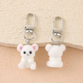 Flocked Fox Cat Bear Animal Keychains Silver Clips 7 Styles view 4