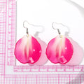 Silver Tone Translucent Rose Petal Acrylic Hook Earrings view 4