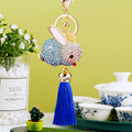 Full Crystal Rabbit Keychains in Five Colors with Matching Tassels view 4