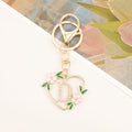 Gold Heart Initial Letter Keychain Floral Rhinestone Charm view 9