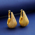 Gold Tone Gold Mesh Teardrop Metal Necklace and Earring Set view 4