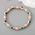 Gold Tone Evil Eye and Polymer Clay Bead Stretch Bracelets view 4