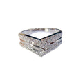 White Gold Tone Multi-Row Baguette V Crystal Ring Sizes 6-10 view 5