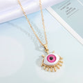 Gold Tone Eyelash Eyeball Pendant Necklaces in Five Iris Colors view 5