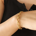 Geometric Oval Link Chain Bracelet Gold Steel Tone view 6