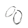 Polished Elongated Oval Hoop Earrings in Gold and Silver view 5
