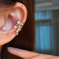 Silver Crystal Star Ear Cuff with Graduated Star Drops view 6