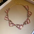 Geometric Faceted Gem Necklace and Drop Earring Pieces view 11