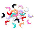 Colorful Enamel Crescent Moon Charms with Gold Tone Loops view 12