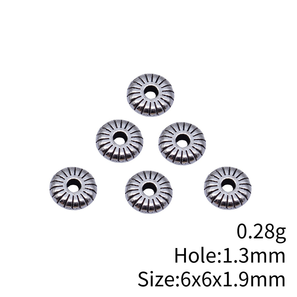 6x6x1.9mm 0.28g Antique Silver Zinc Alloy Round Small Hole Spacer Beads for DIY Bracelet Jewelry Making