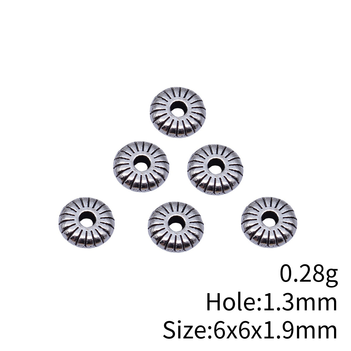 6x6x1.9mm 0.28g Antique Silver Zinc Alloy Round Small Hole Spacer Beads for DIY Bracelet Jewelry Making