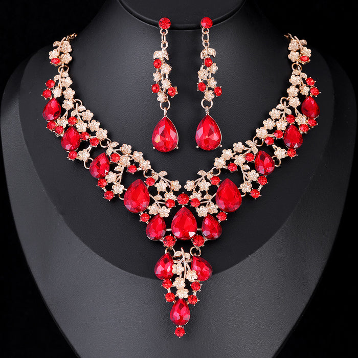 Black Silver Tone Horse Crystal Eleven Designs Metal Necklace and Earring Set