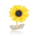Enamel Daisy Brooch with Crystal Leaves in Four Colors view 5