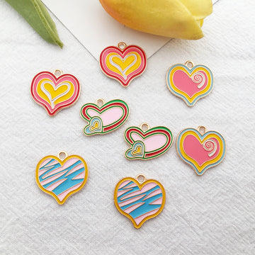Colorful Heart Metal Charms with 4 Listed Options for DIY Jewelry Making