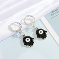 Silver Tone Hamsa Evil Eye Huggie Earrings in Five Color Designs view 6