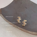 Geometric Stacked Baguette Bar Stud Earrings Clear Black view 6